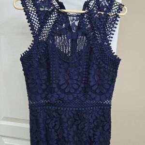 Occasion Blue Halter Sheath Midi Dress